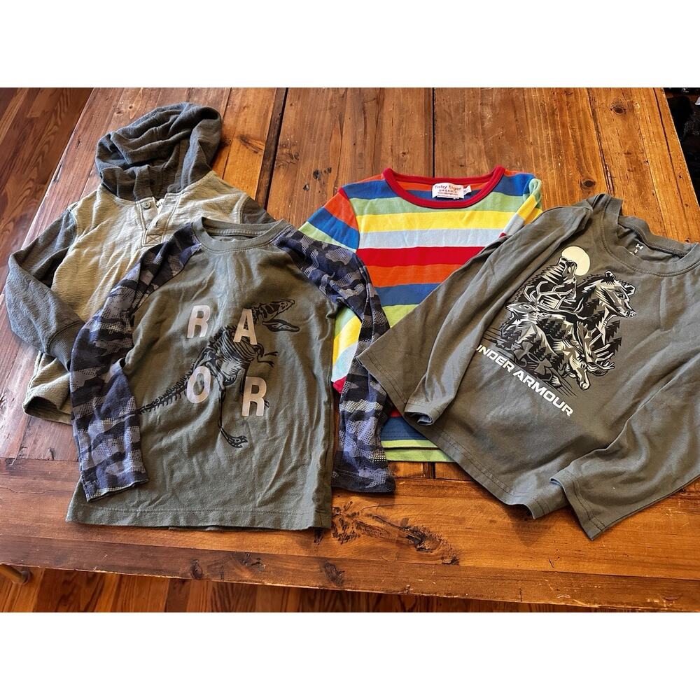 Boys Size 5 Long Sleeve Shirts Tops Lot Of 4 Various Brands Kids Hood